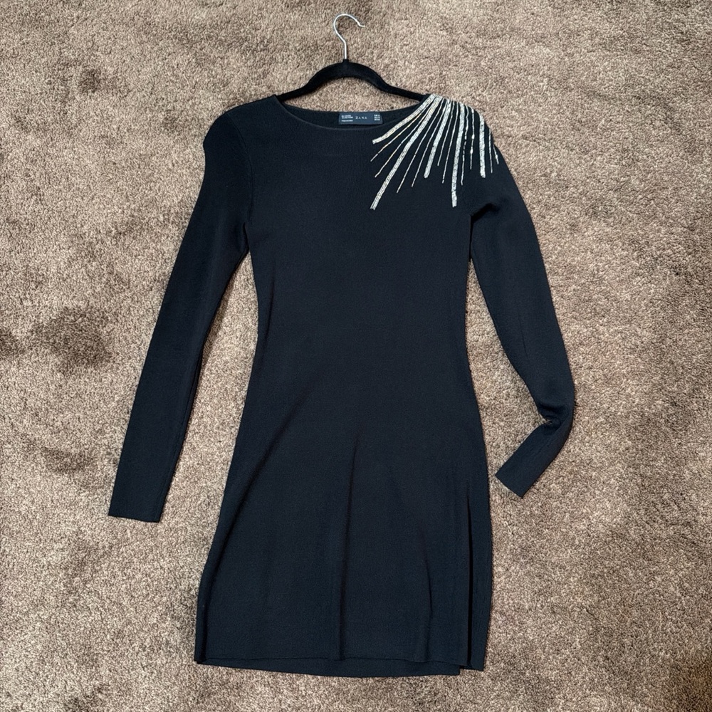 Zara Black Dress with Silver Detailing